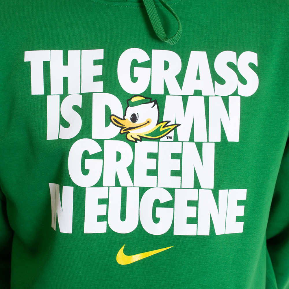 Fighting Duck, Nike, Green, Hoodie, Men, Unisex, Football, Grass is Damn Green in Eugene, Pullover, Sweatshirt, 808337